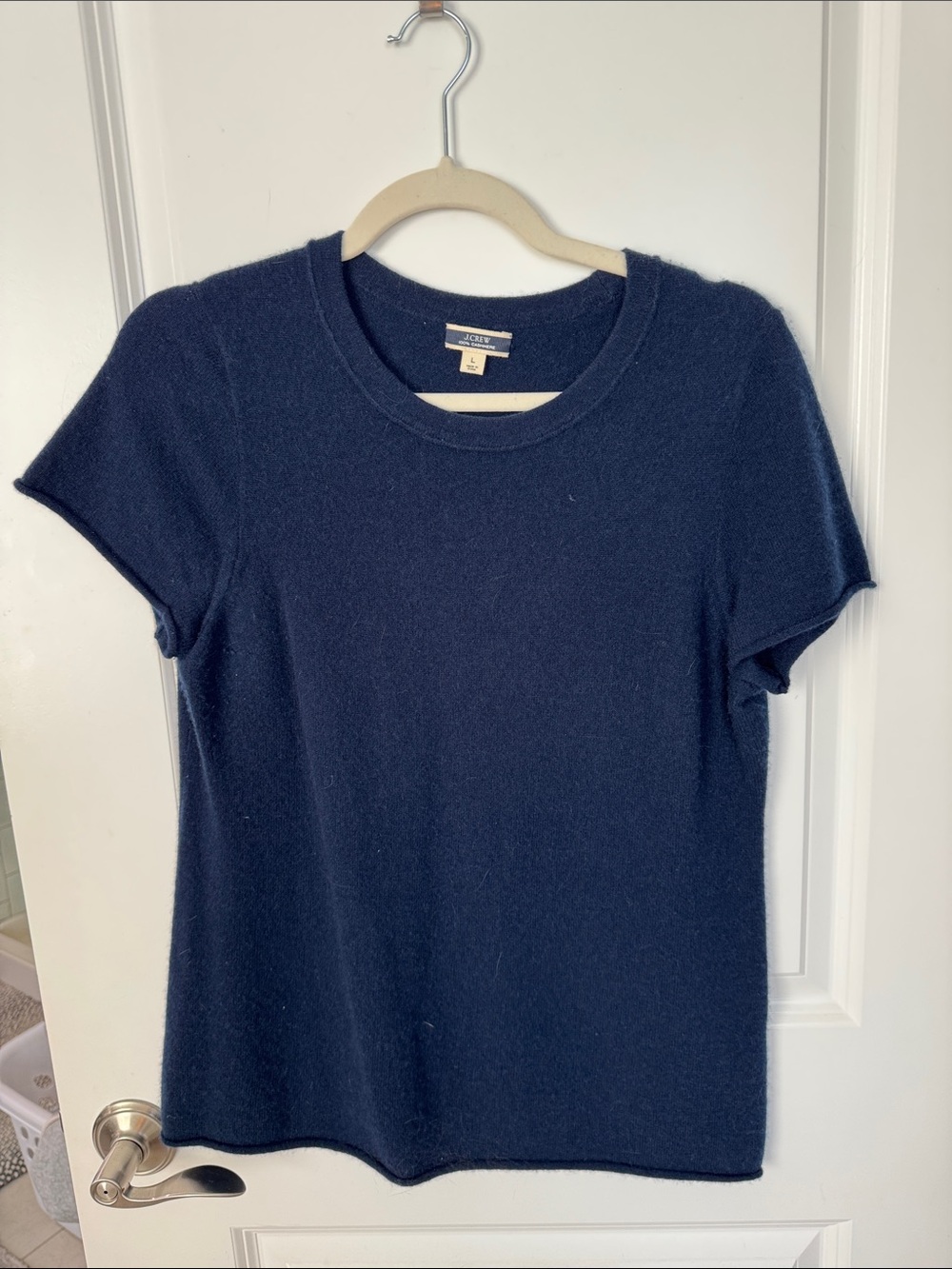J. Crew Navy Short-Sleeve Cashmere Tee Shirt